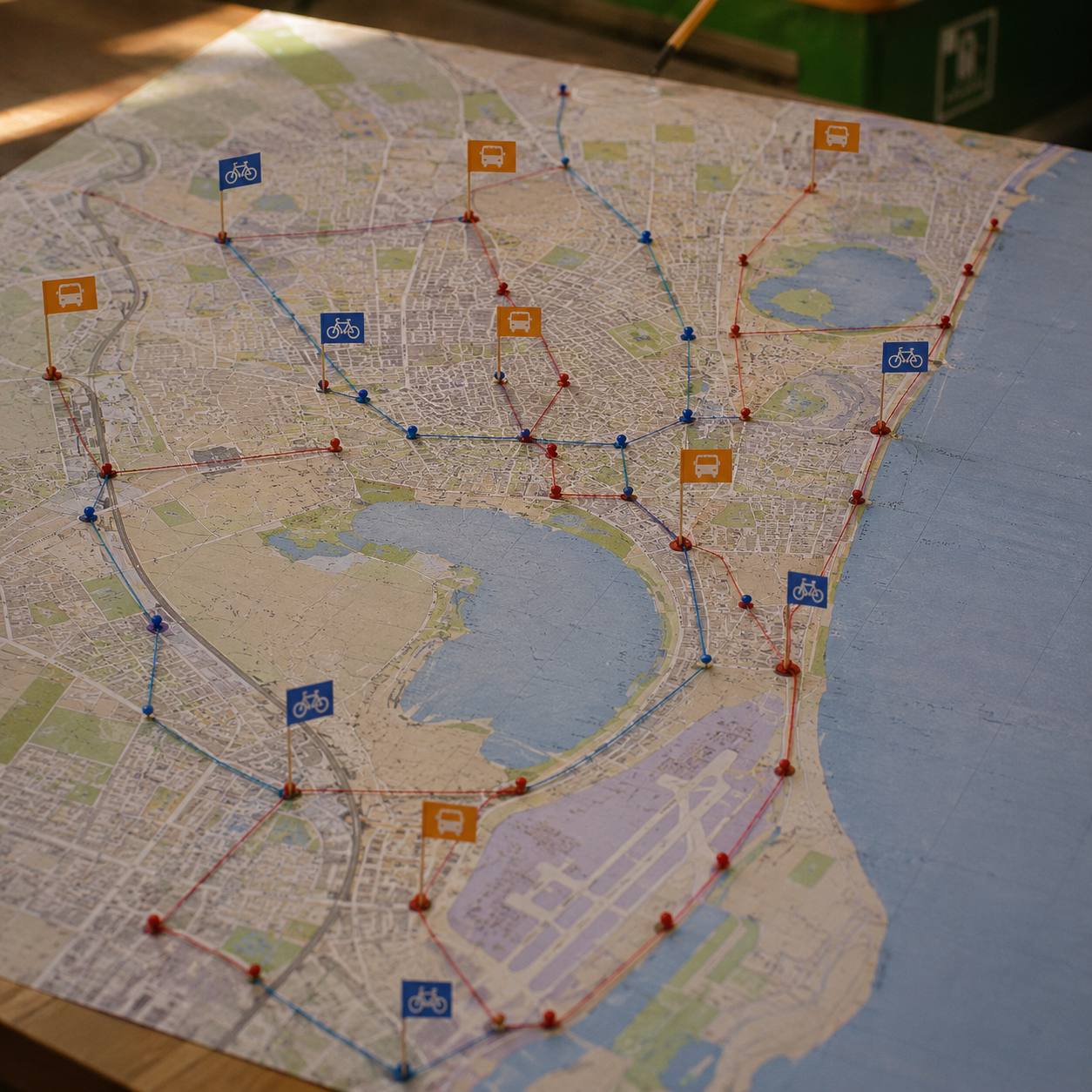 SUM overview map showing shared urban mobility planning.