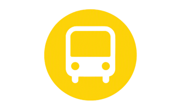 Yellow circular icon with a white school bus symbol.