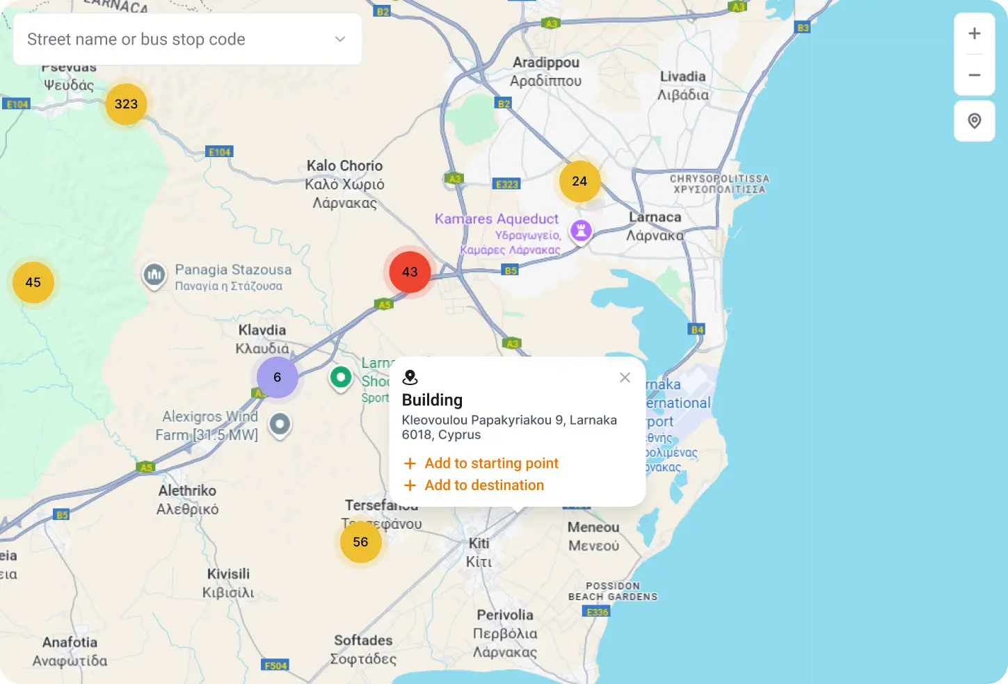 Map
                                showing public transport routes across the city