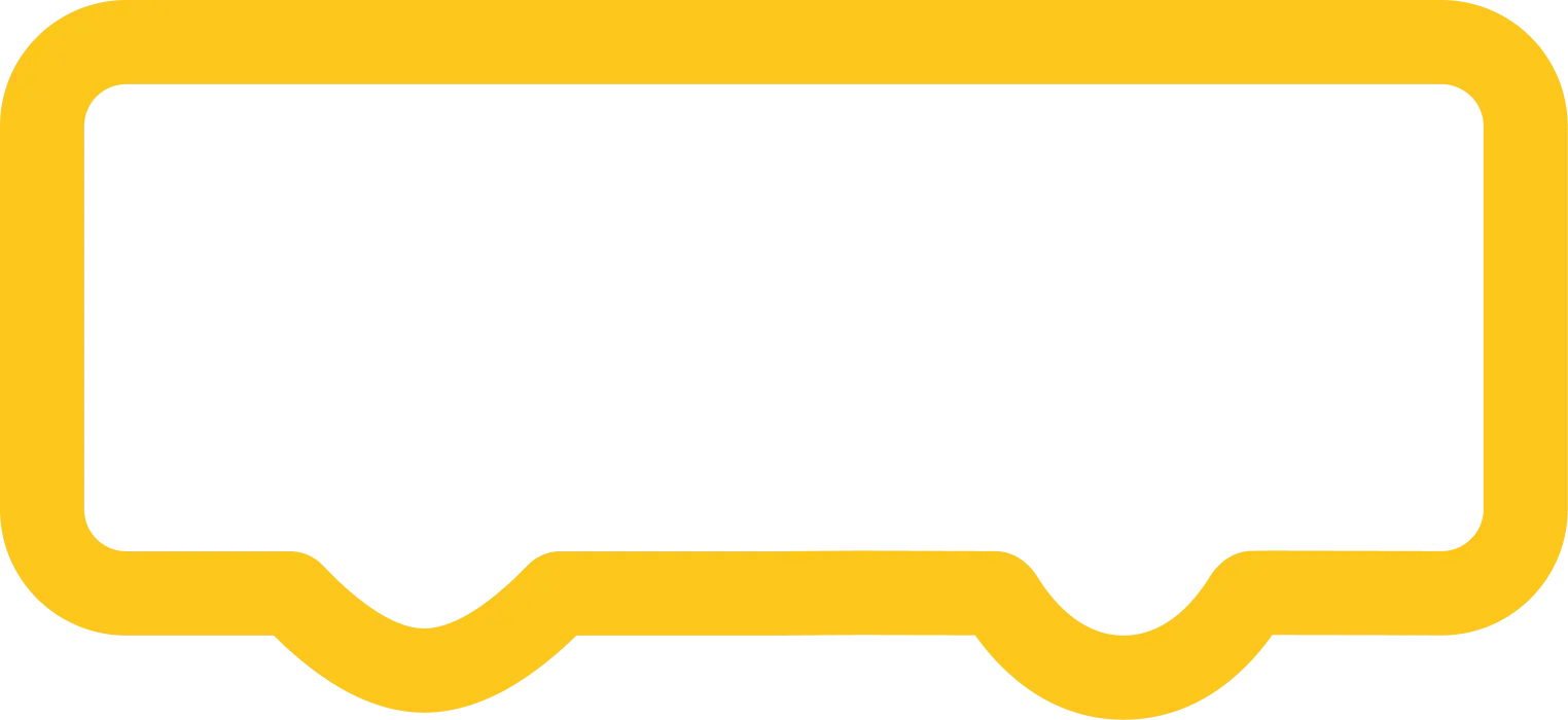 Yellow outlined rectangle resembling a simplified bus shape against a black background.